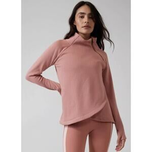 Athleta Pink Karma Twist Asymmetrical Pullover Sweatshirt Women's size Medium